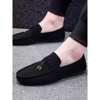 Men Fashion Casual Loafers Bow Decor Faux Suede Loafers