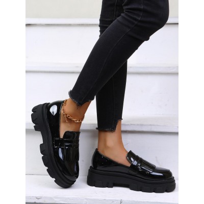 Fringe Decor Lug Sole Flatform Loafers