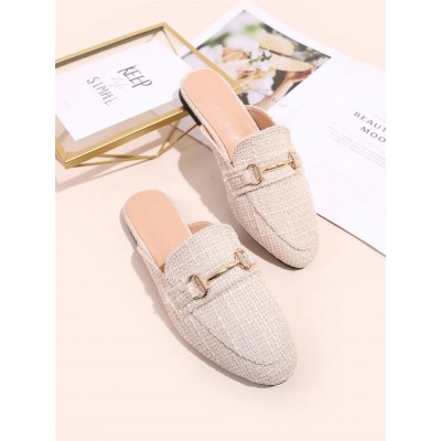 Metal Decor Loafer Mules
