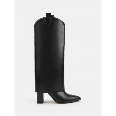 Trending Point Toe Chunky Heeled Boots