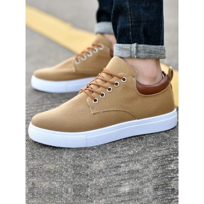 Men Color Block Canvas Shoes, Lace-up Front Sneakers