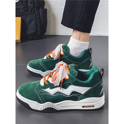 Skate Shoes Men Colorblock Lace Up Front Sneakers